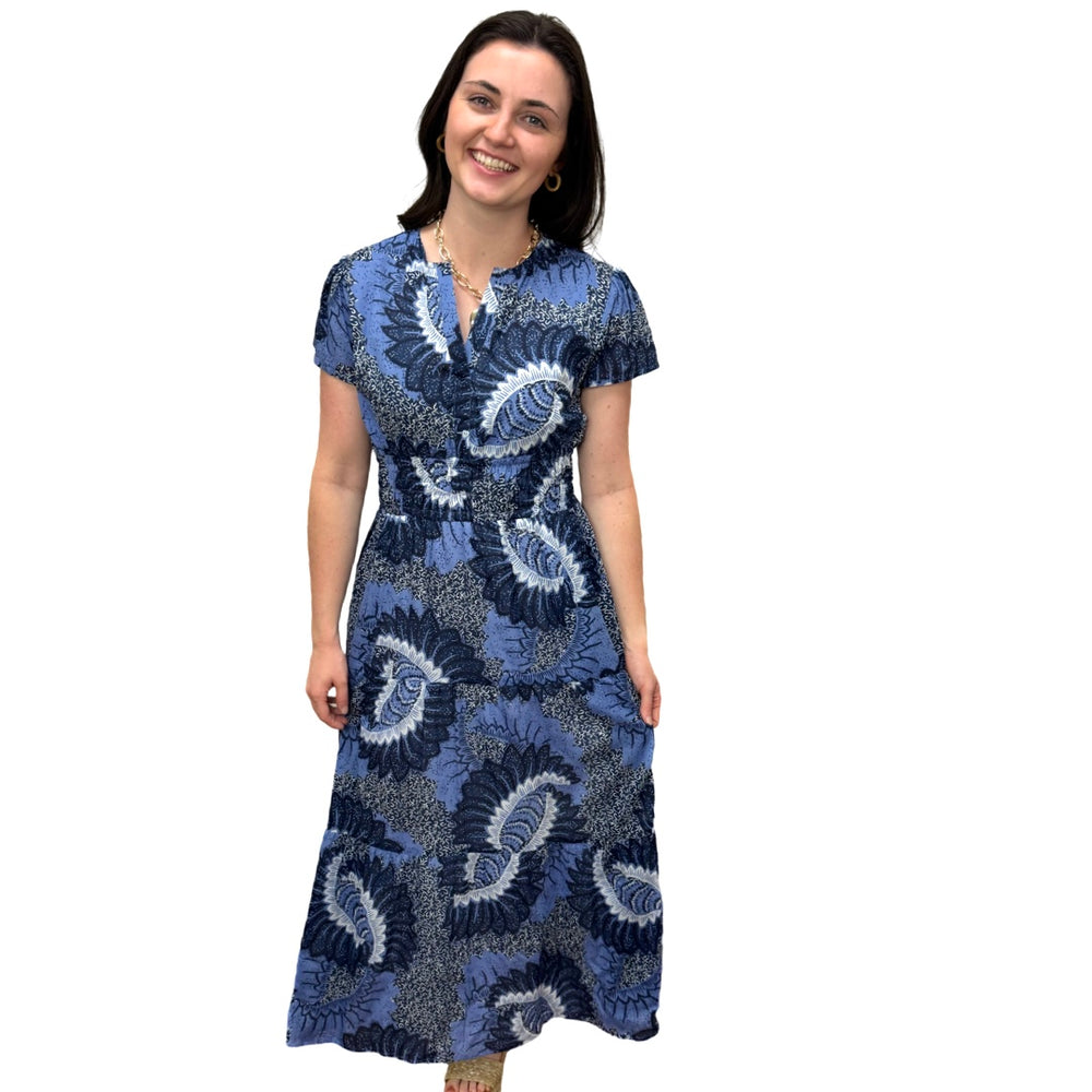 The Sydney Navy Abstract Floral Print Dress — view 2