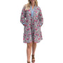 The Naomi Handblocked Floral Dress in White Floral Multi