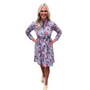 The Hampton Dress in Soft Blue Floral Bird Print