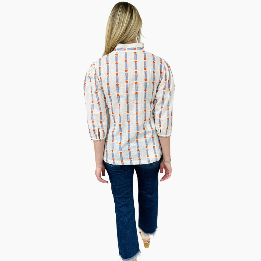 The Shipley White Cotton Jacquard Top — view 7