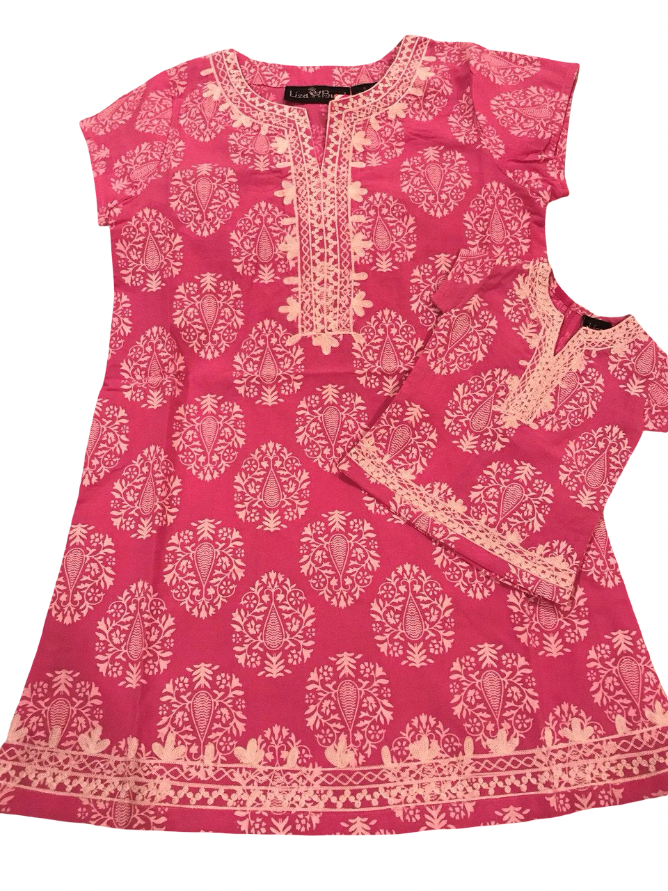 The Charlotte Embroidered Dress in Pink and White