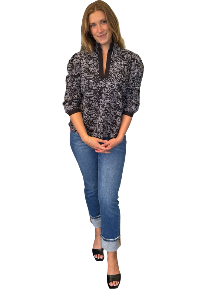 The Missy Top in Black Embroidered Cotton