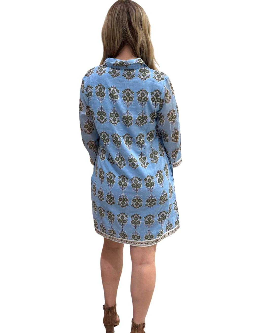 The Annika Cotton Dress in Baby Blue Floral — view 5