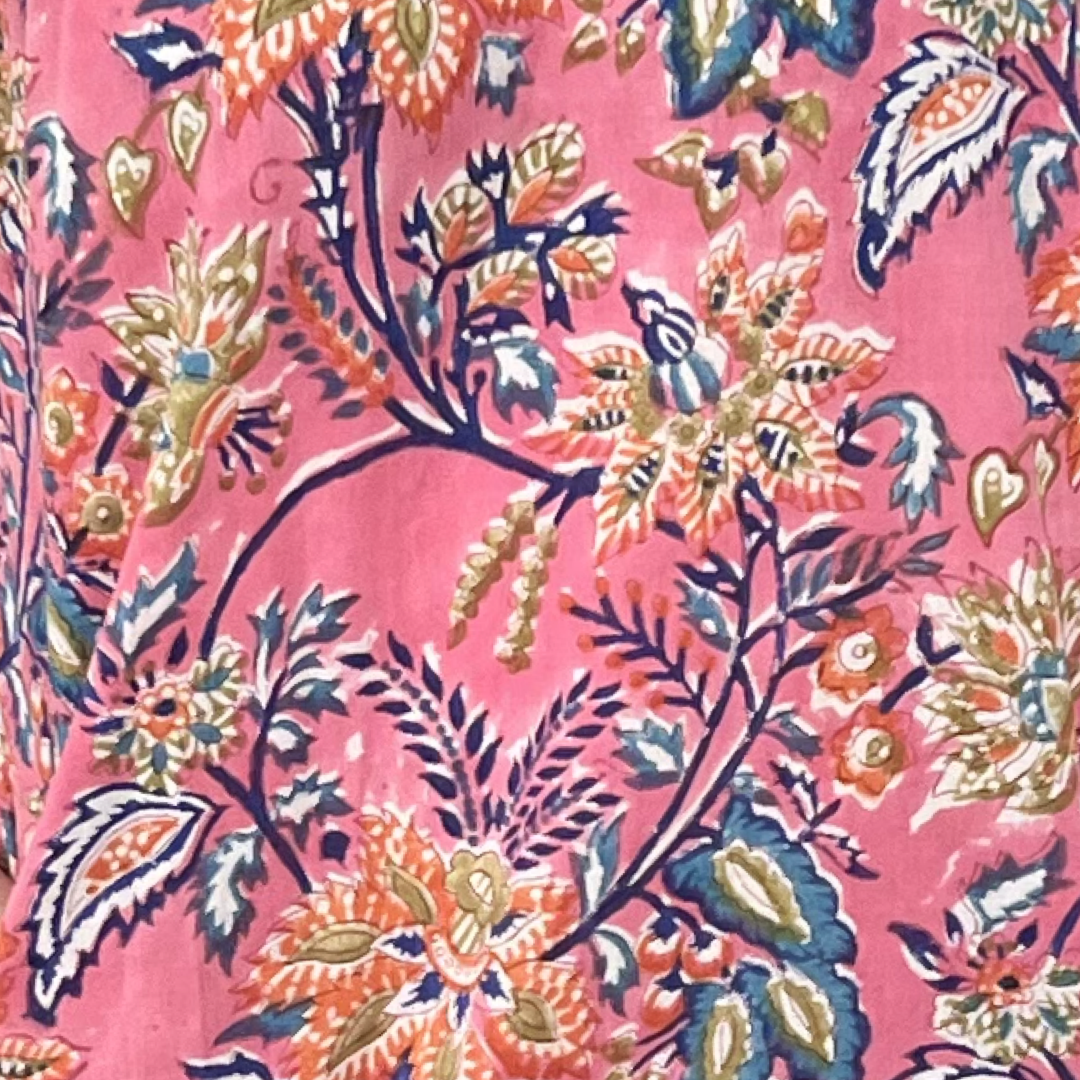 The Michelle Cotton Smocked Neck Pink Floral Dress — view 5