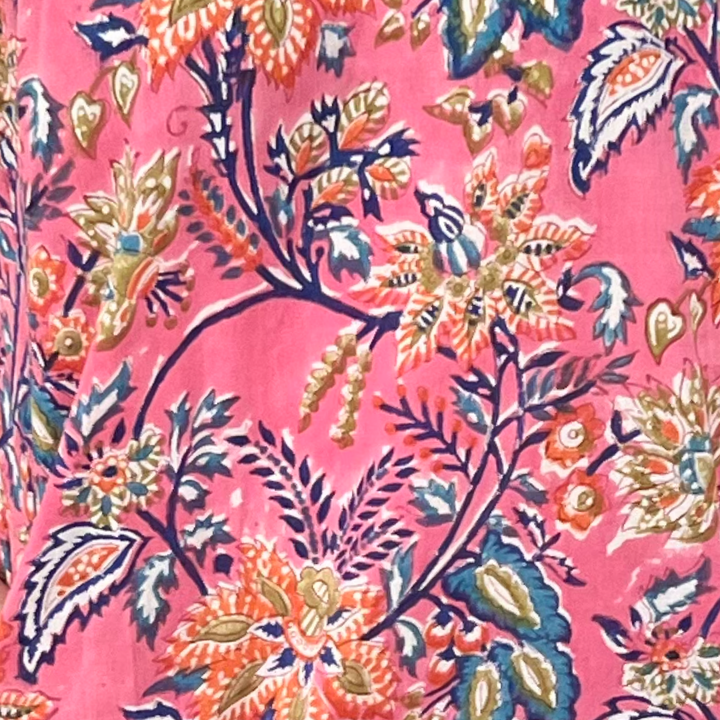 The Michelle Cotton Smocked Neck Pink Floral Dress — view 5