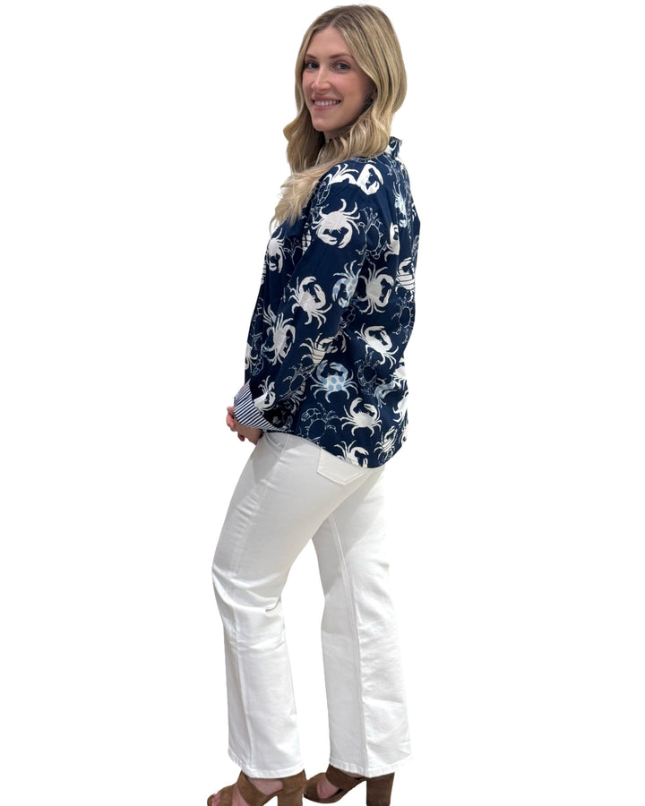 The Avery Top in Blue Crab Cotton — view 6