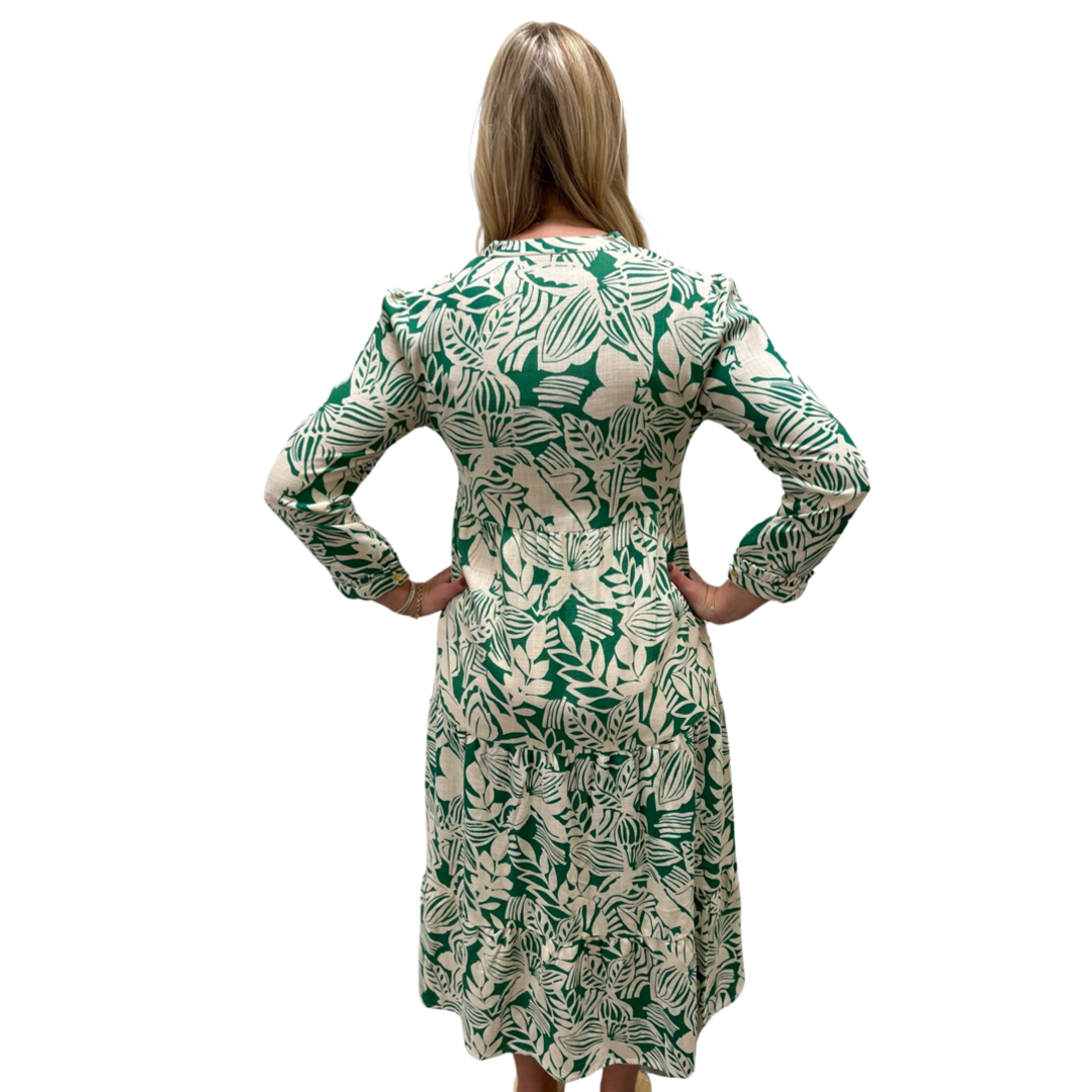 The Penny Long Length Dress in Emerald and Cream – Liza Byrd