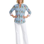 The Eloise Cotton Hand Block Printed Top in Blue Striped Floral