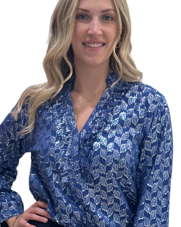 The Emerson Top in Royal Blue and Silver — view 7