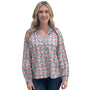 The Chandler Block Printed Floral Top in Orange and Green