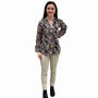 The Embry Cotton Block Print Floral Button Front Top in Midnight Floral