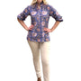 The Tricia Ruffle Trim Hand Block Printed Top in Purple Floral
