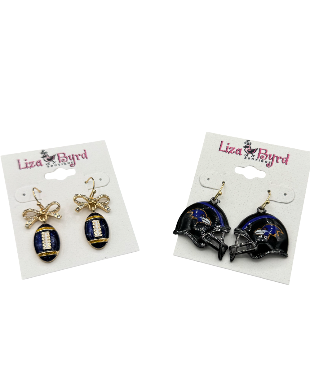 Purple Football Bow Drop Earring — view 2