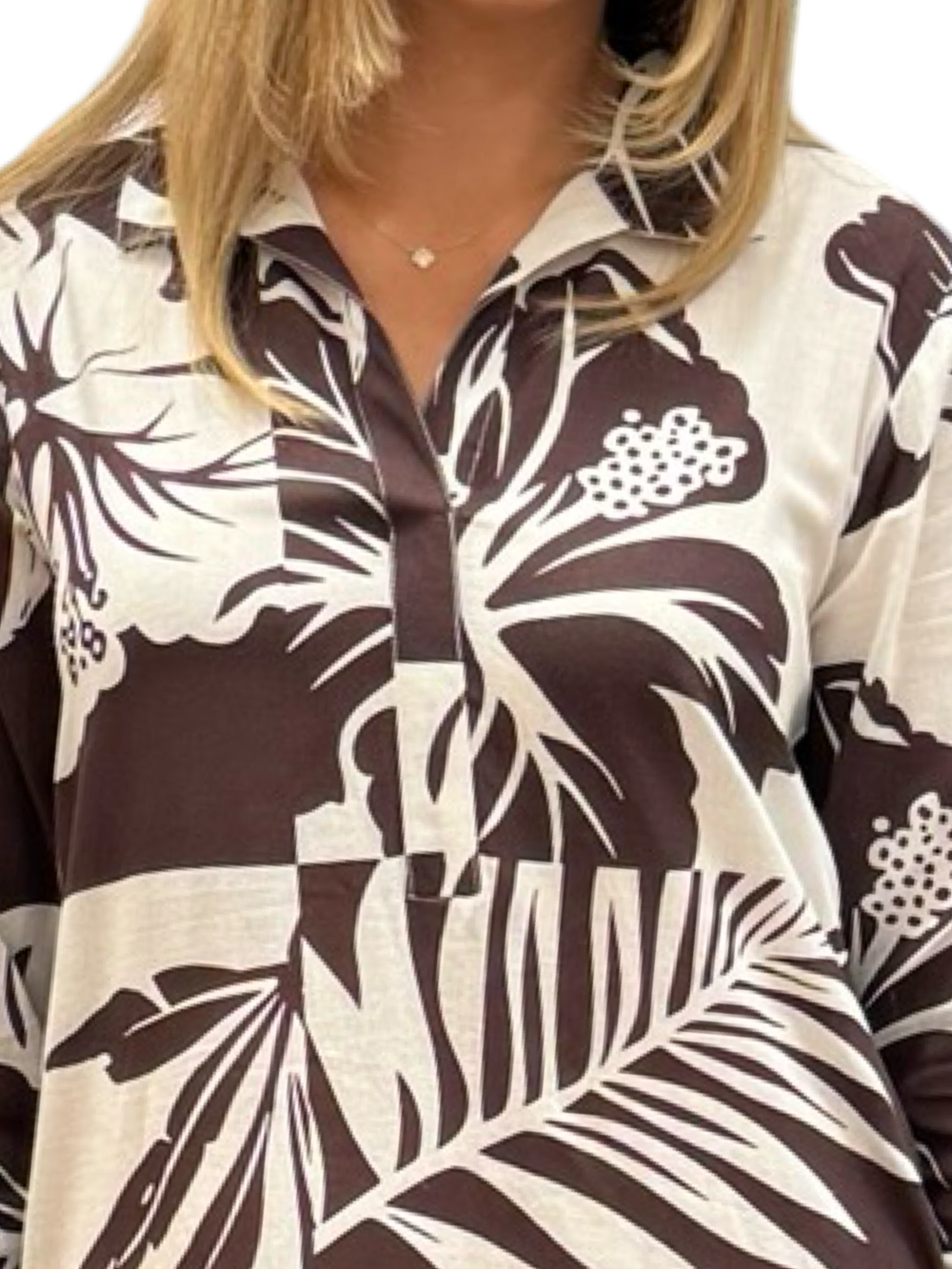 The Lisette Cotton Dress in Brown White — view 2