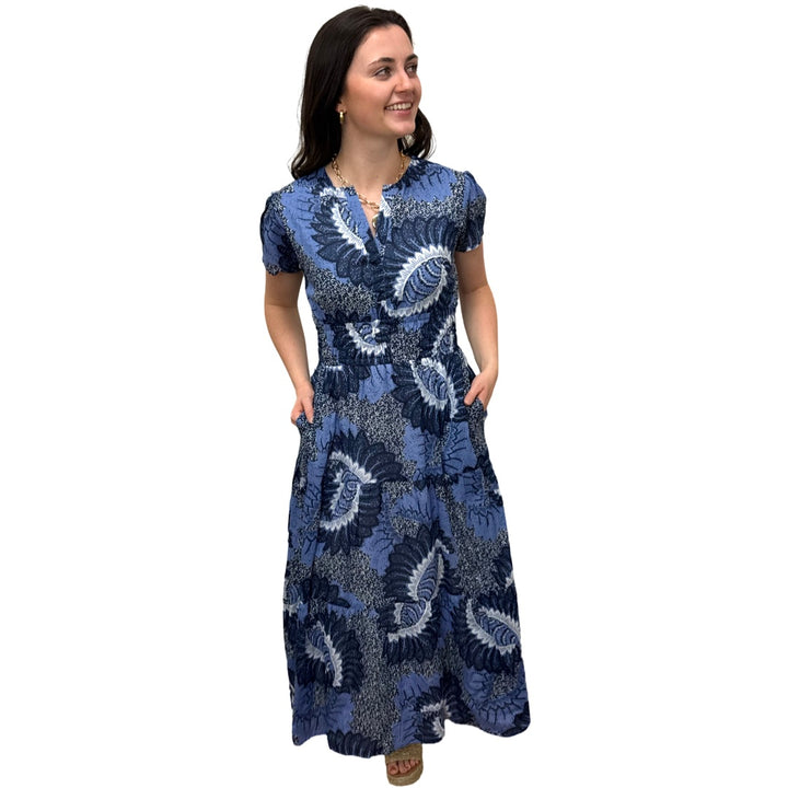The Sydney Navy Abstract Floral Print Dress — view 5
