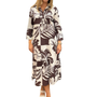 The Lisette Cotton Dress in Brown White