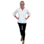 The Maria Ruffle Neck Top in White on White Dot