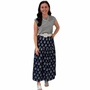The Lila Elastic Waist Skirt in Navy and Silver