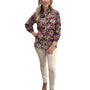 The Tricia Top in Navy Pink Palm Print