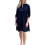 The Hamilton Solid Navy Diamond Jacquard Cotton Tie Front Dress