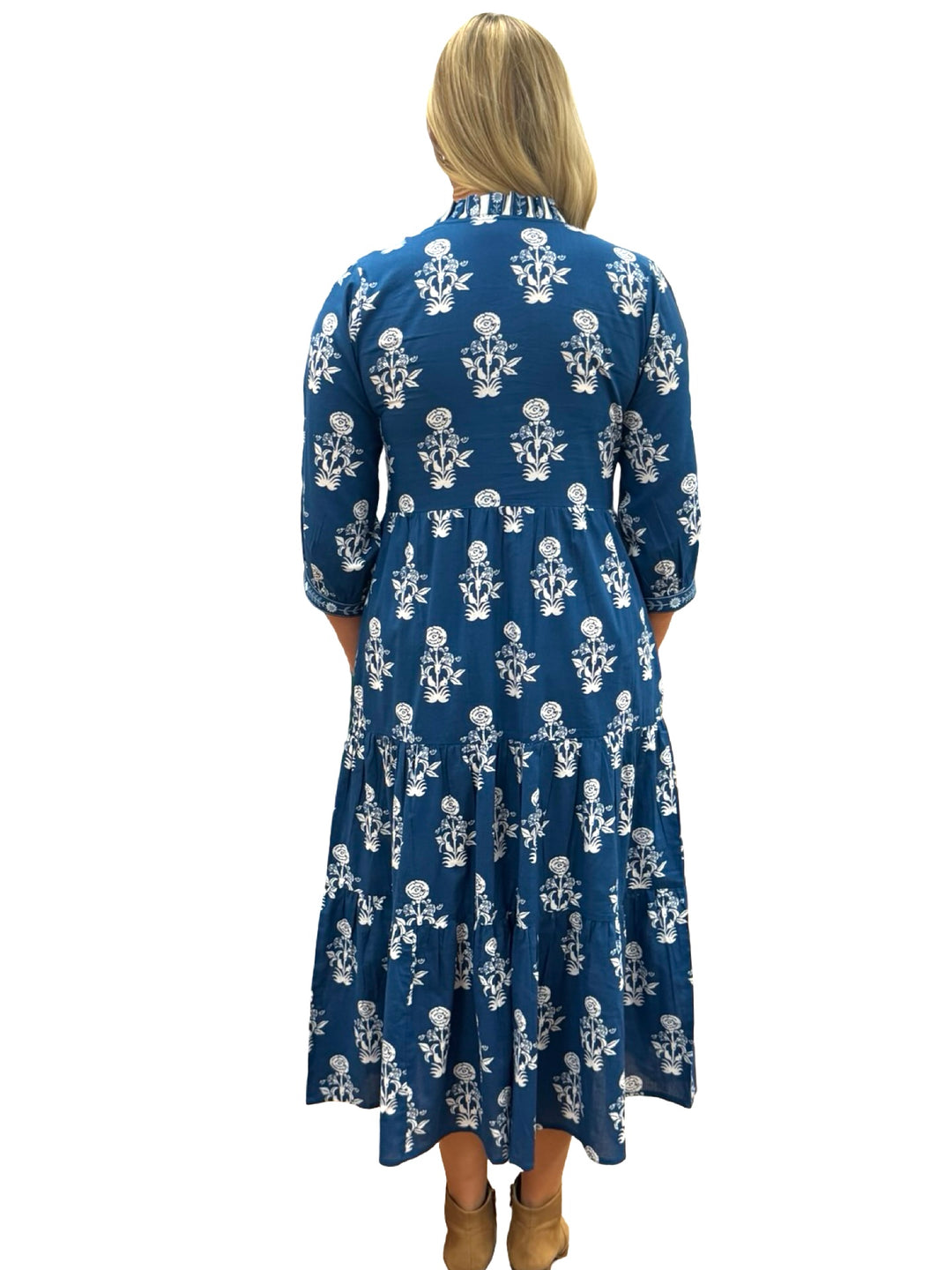 The Campbell Blue White Hand-Block Printed Floral