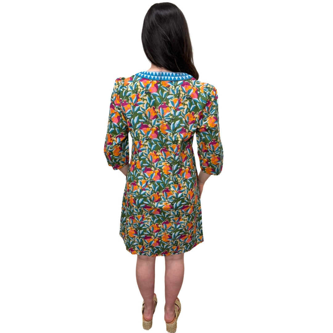 The Merrill Floral Print Embroidered Trim Tunic Dress — view 6