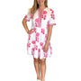 The Daniella Short Sleeve Embroidered Trim Dress in Pink White Lotus Floral