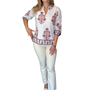 The Melody Cotton Block Print Top in Pink Floral Hand Block
