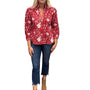 The Missy Hand Block Printed Floral Top in Red