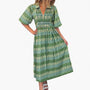 The Joanie Smocked Dress in Army Green Plaid