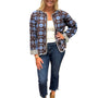 The Nellie Reversible Applique Jacket in Brown and Periwinkle Blue
