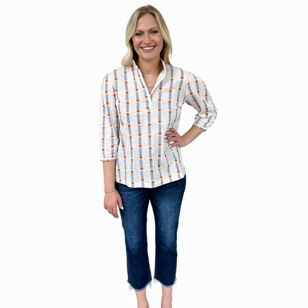 The Shipley White Cotton Jacquard Top — view 4