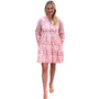 The Preston 3/4 Length Sleeve Dress in Pink and White Hand Blocked Cotton