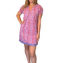 The Michelle Smocked Neck Dress in Pink Multi Hand Block