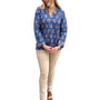 The Winslow Gold Bead Trim Tunic in Blue