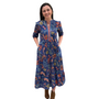The Daniella Embroidered Trim Dress in Sunset Floral Hand Block Print