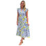 The Campbell Flutter Sleeve Dress in Blue Lemon