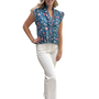 The Bella Flutter Sleeve Top in Blue Pink Metallic