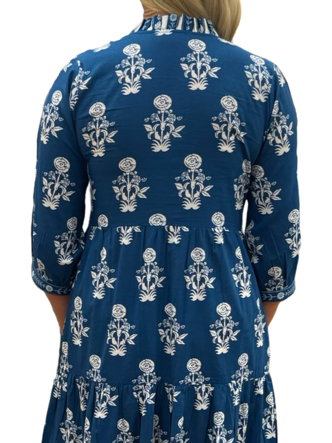 The Campbell Blue White Hand-Block Printed Floral