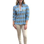 The Missy Cotton Border Print Top in Turquoise Floral
