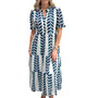 The Campbell Short Sleeve Cotton Dress in Blue Vine Print