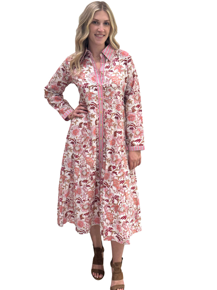 The Marion Button Front Dress in Cream Floral