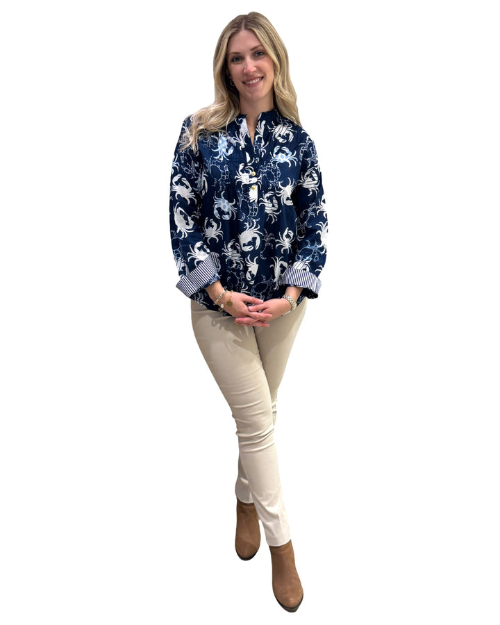 The Avery Top in Blue Crab Cotton — view 3