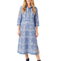 The Annika Long Length Dress in Blue Hand Block Printed Floral