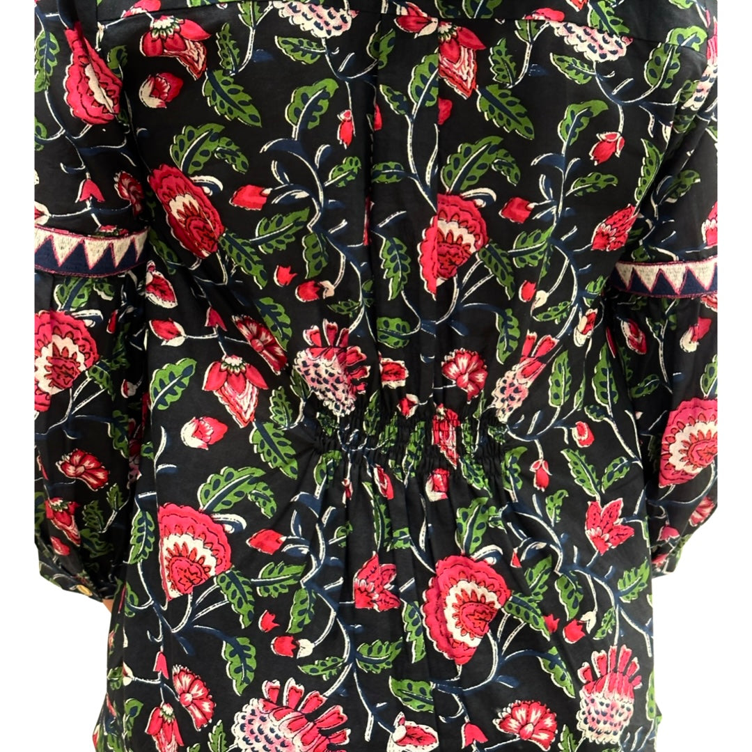 The McKenzie Top in Black and Pink Floral — view 6