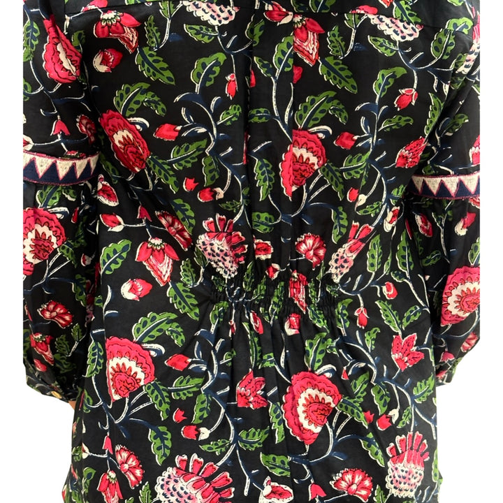 The McKenzie Top in Black and Pink Floral — view 6