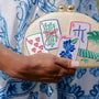 Mahjong Embroidered Clutch Purse