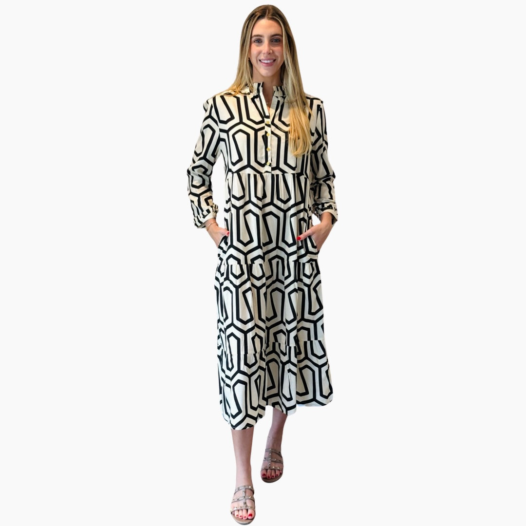 The Classic Penny Dress in Optic Black and White — view 2