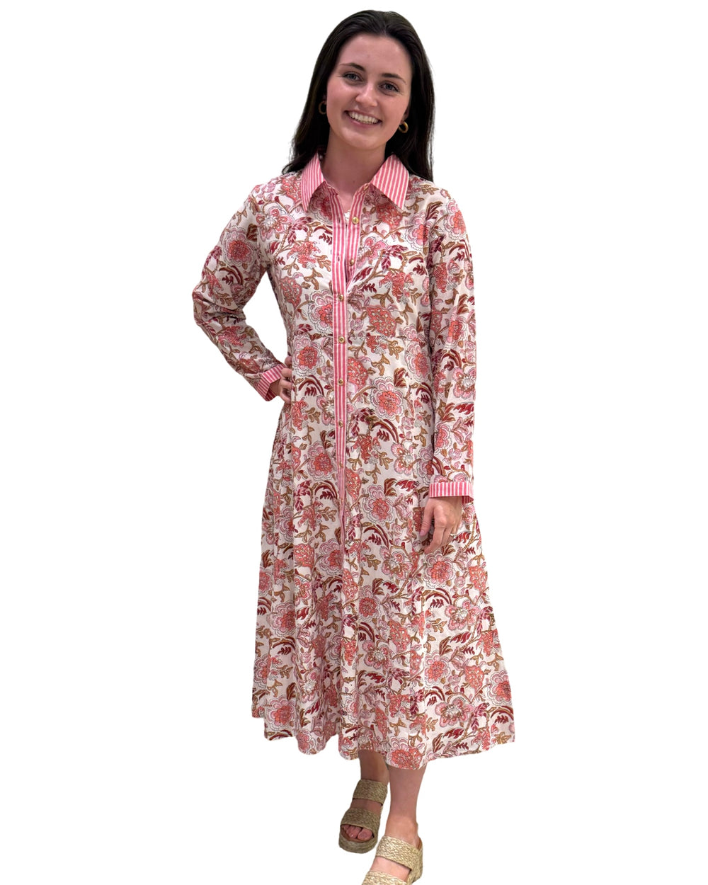 The Marion Button Front Dress in Cream Floral — view 2
