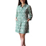 The Annika Cotton Dress in Emerald Green and White